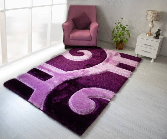 3D Shaggy Purple 5X7 Area Rug - Mattress on Demand