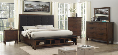 Watson Brown Queen Upholstered Storage Panel Bed