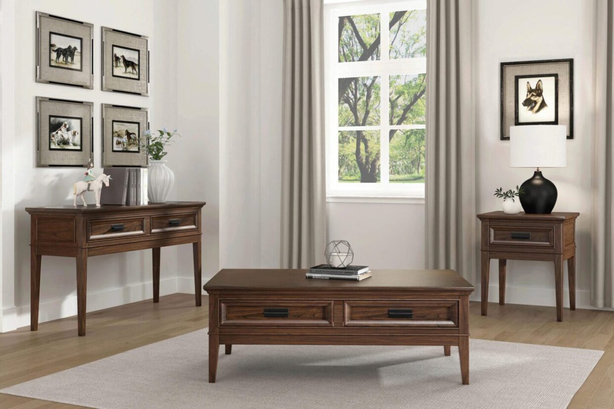 Frazier Park Brown Cherry Wood Sofa Table