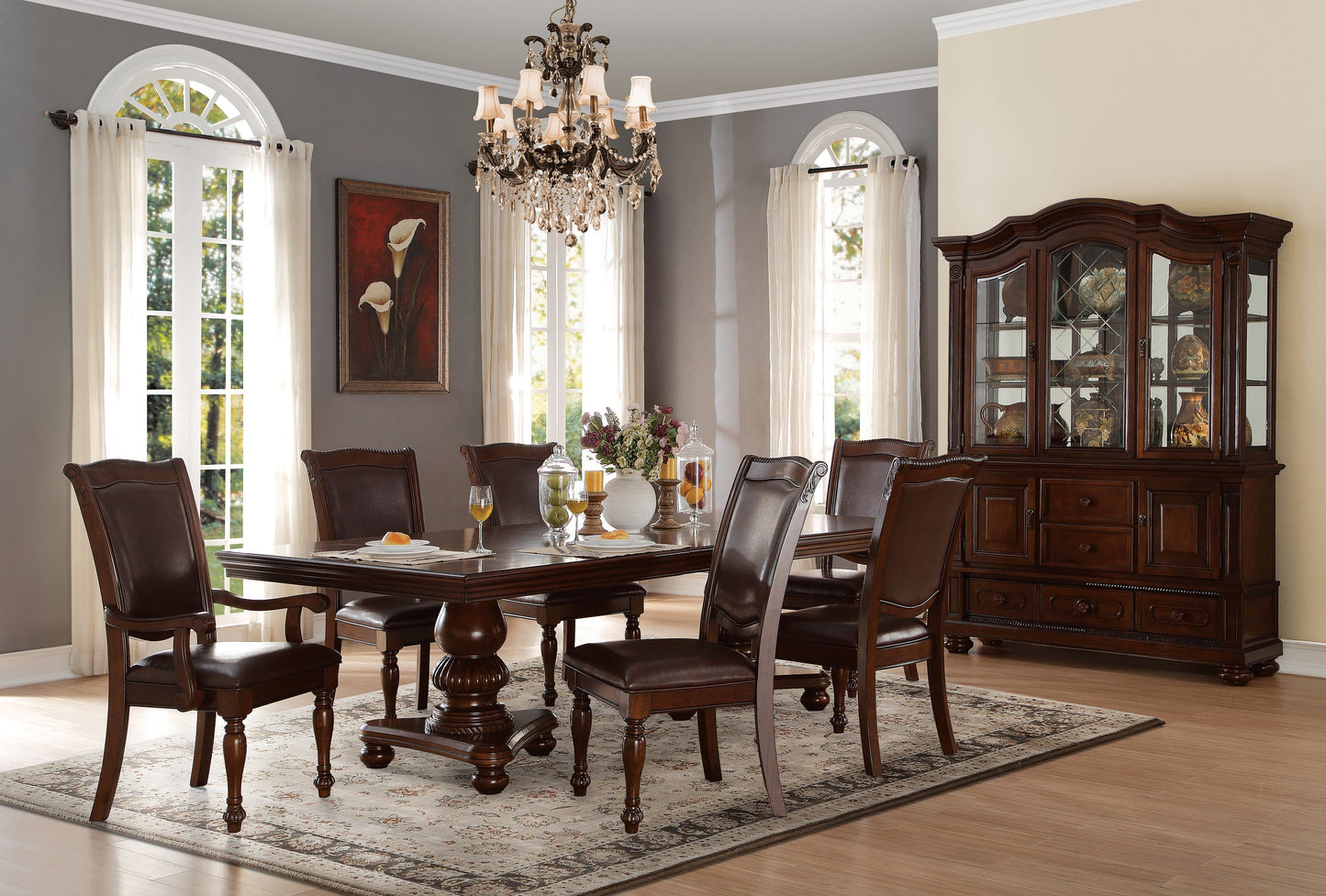 Lordsburg Brown Chery Extendable Dining Set