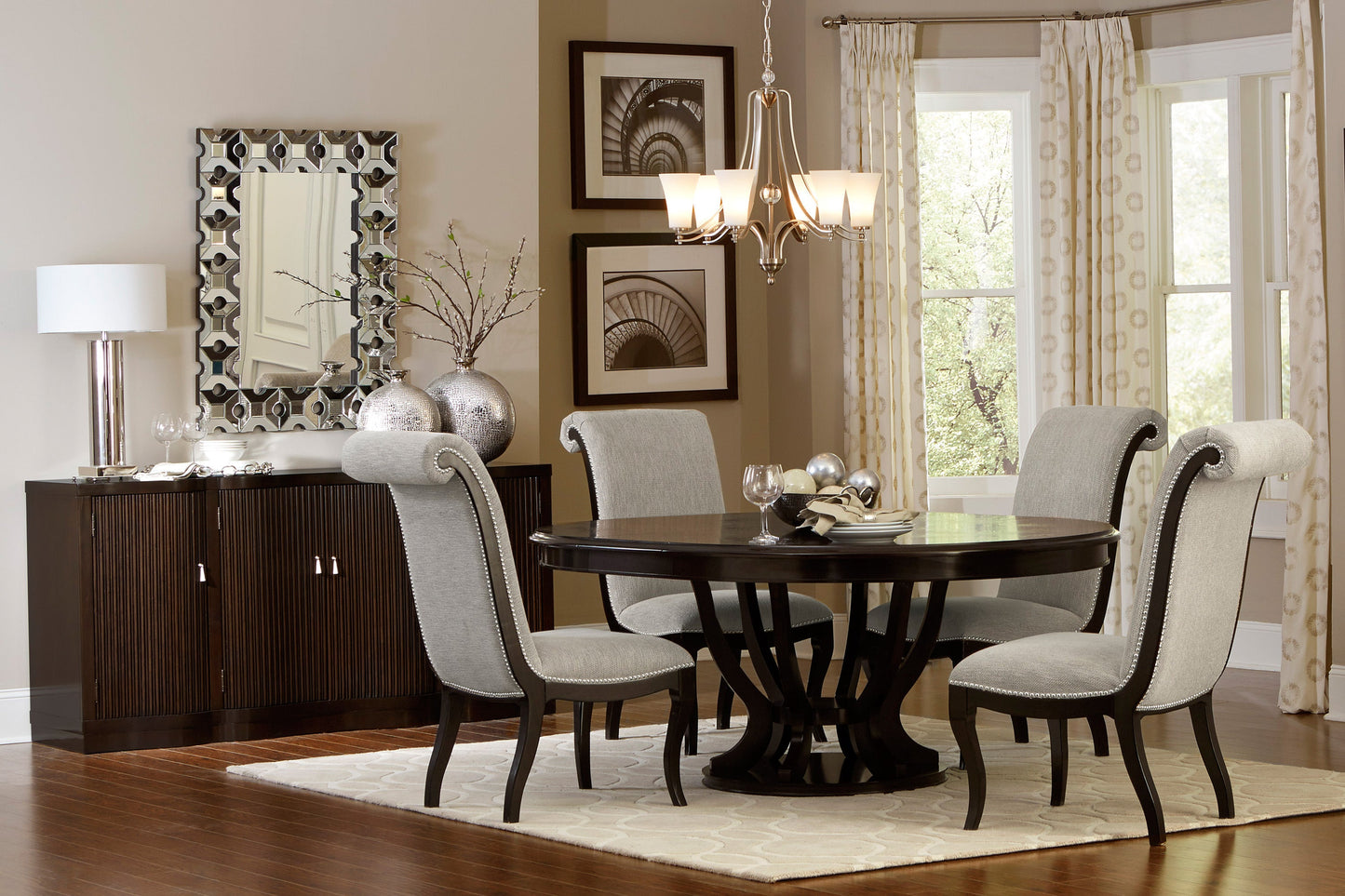 Savion Espresso Round/Oval Extendable Dining Table