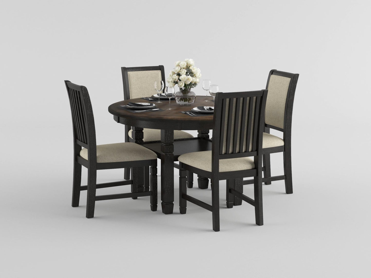 Asher Black/Brown Round Dining Table