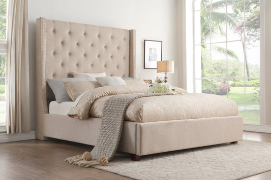 Fairborn Beige King Upholstered Platform Bed