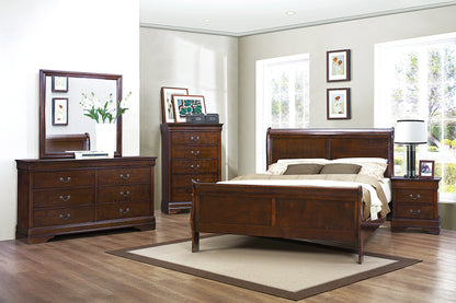 Mayville Brown Cherry Full Sleigh Bed