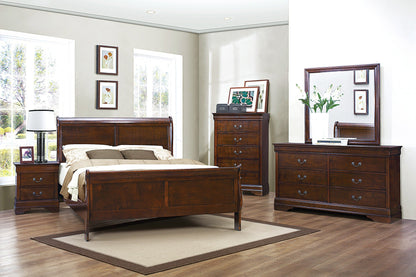 Mayville Brown Cherry Sleigh Bedroom Set