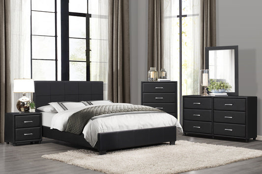 Lorenzi Black Upholstered Platform Bedroom Set