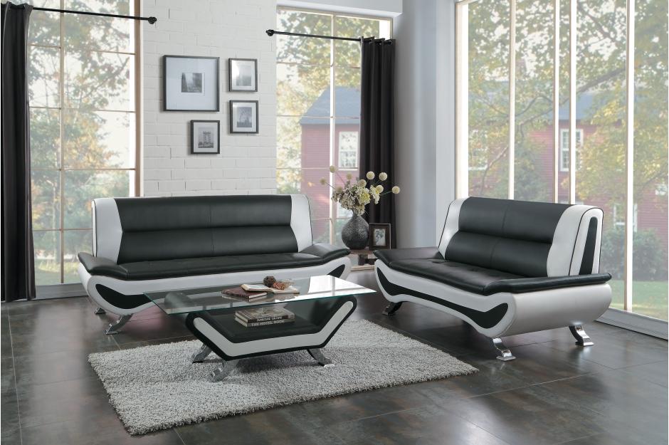 Veloce Black/White Loveseat