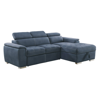 Ferriday Blue Storage Sleeper Sectional