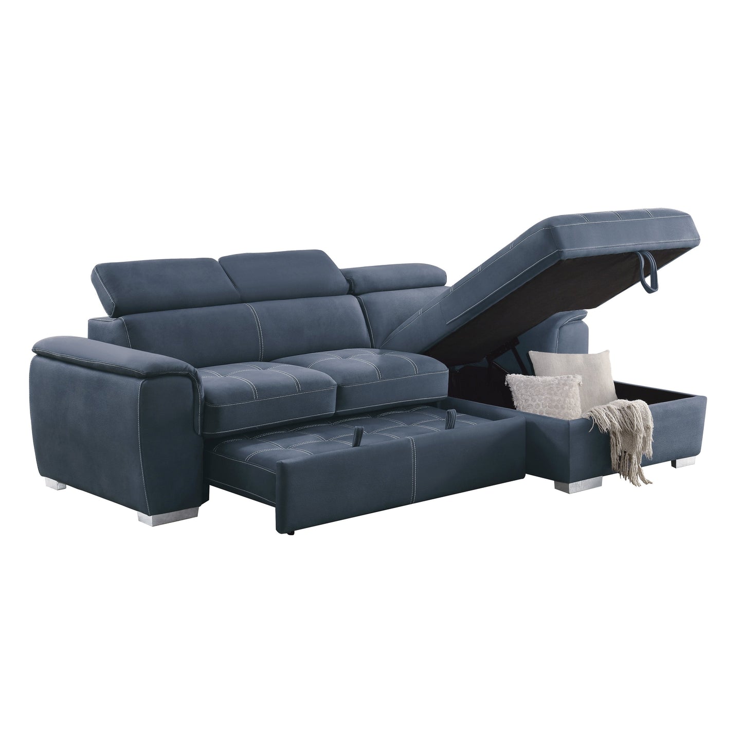 Ferriday Blue Storage Sleeper Sectional