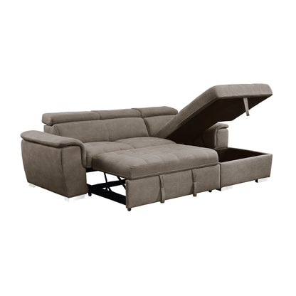 Ferriday Taupe Storage Sleeper Sectional