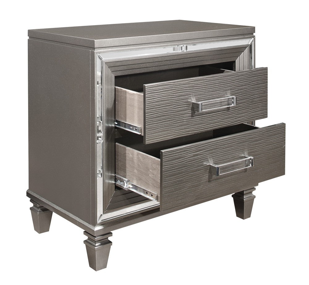 Tamsin Silver/Gray Metallic Nightstand