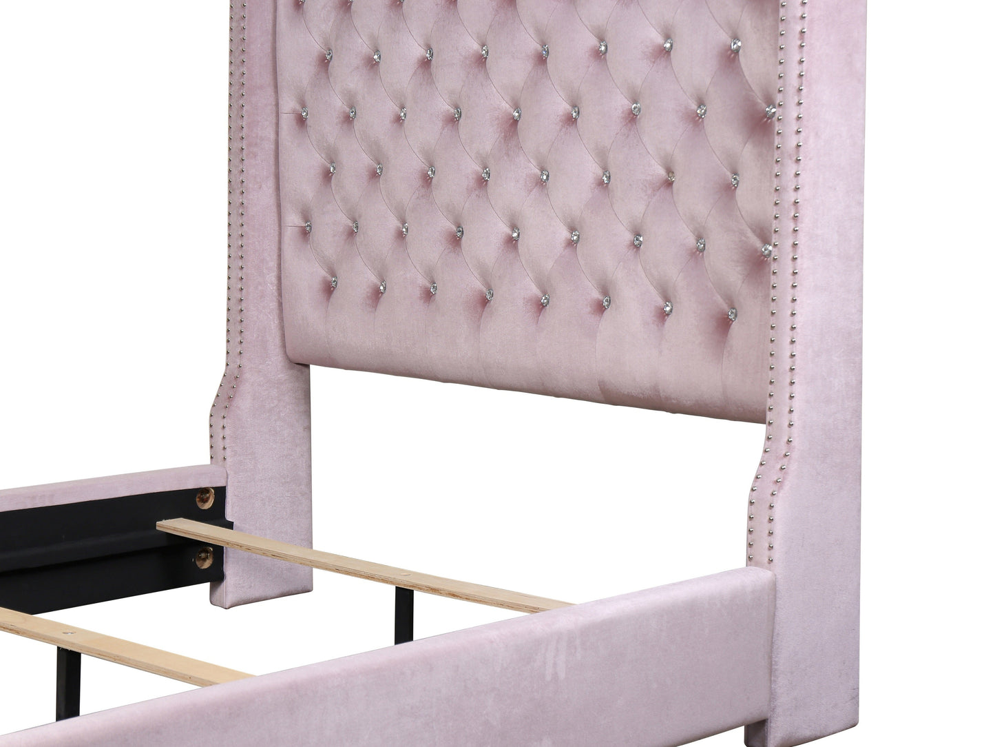 Franco Pink Velvet Queen Upholstered Bed