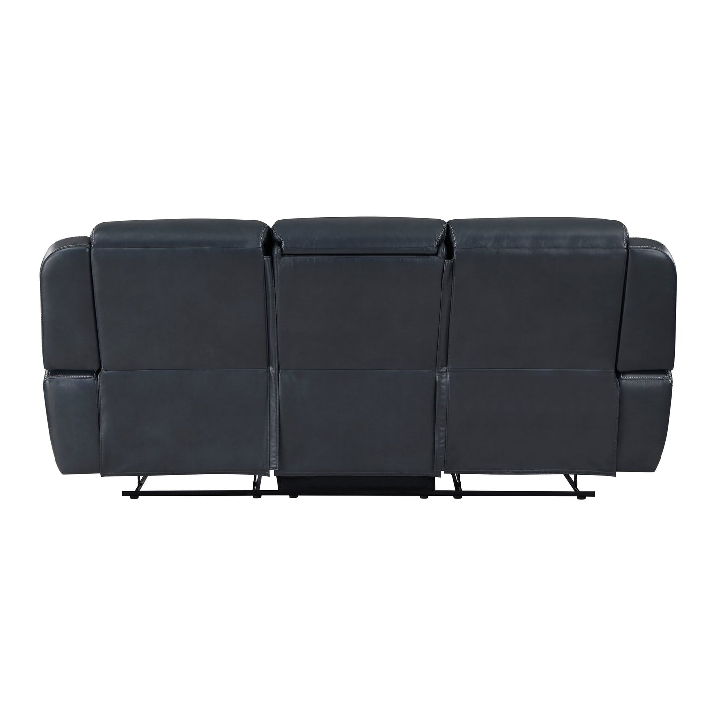 Littleton Blue Double Reclining Sofa with Center Drop-Down Cup Holders, Magazine bag, Receptacles and USB Ports