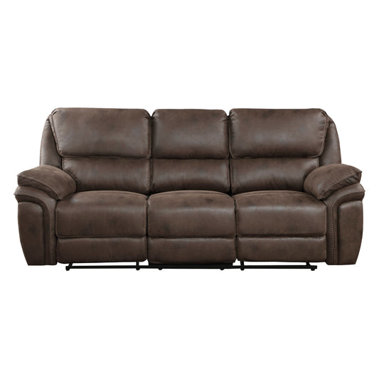 Proctor Brown Microfiber Double Reclining Sofa