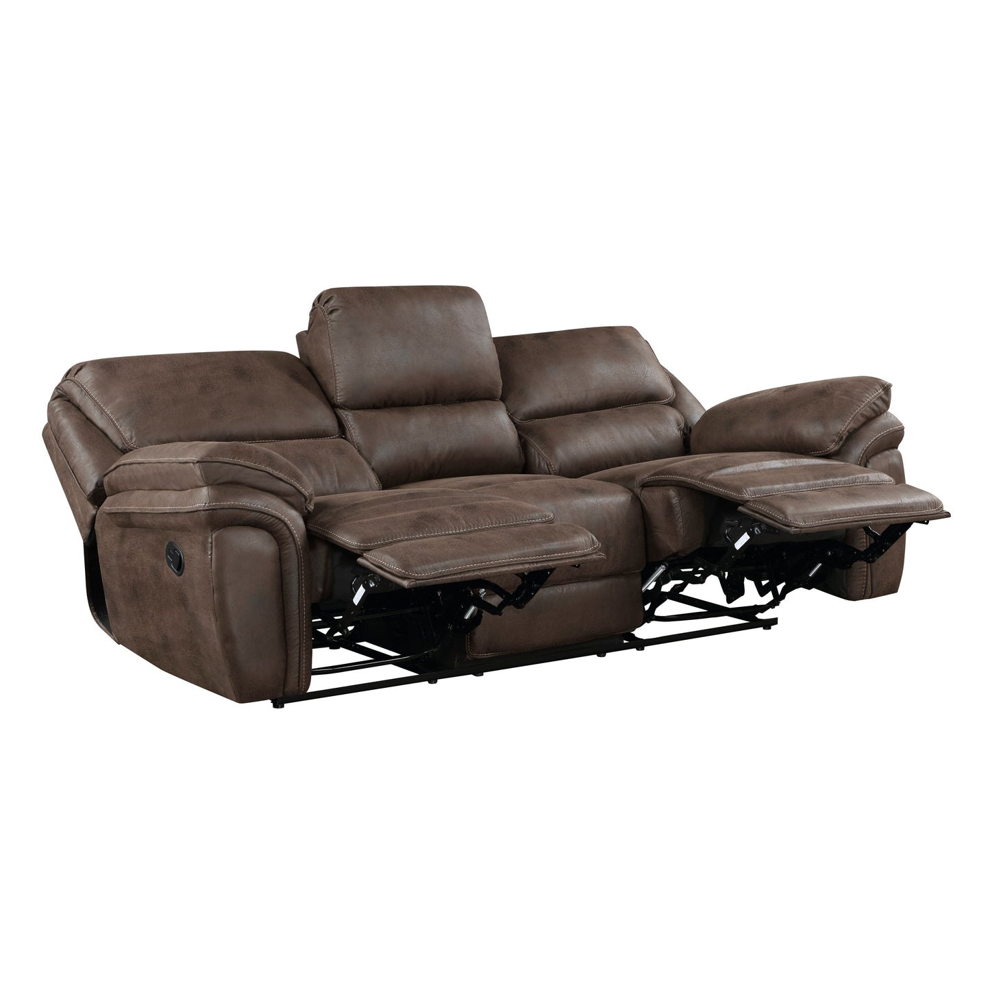 Proctor Brown Microfiber Double Reclining Sofa