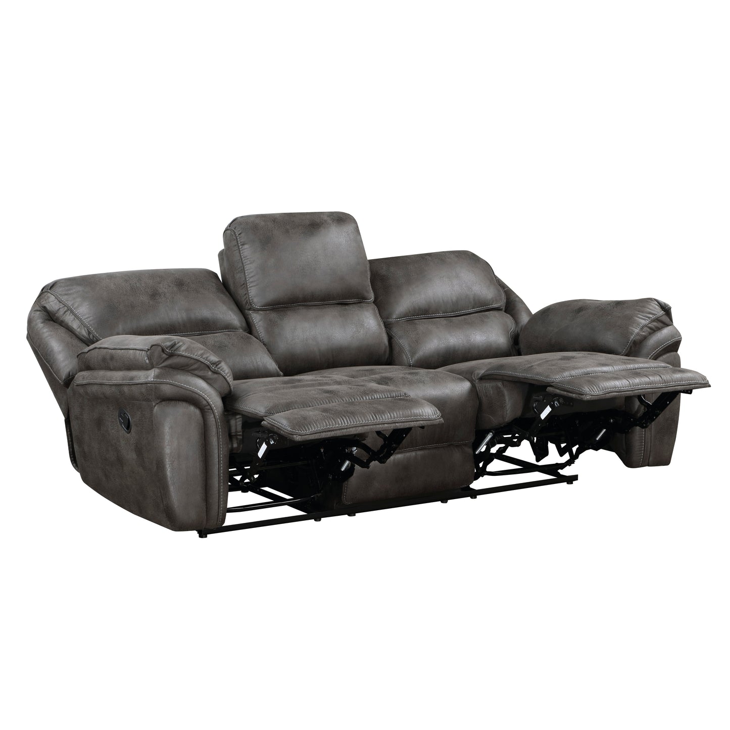 Proctor Gray Microfiber Double Reclining Sofa