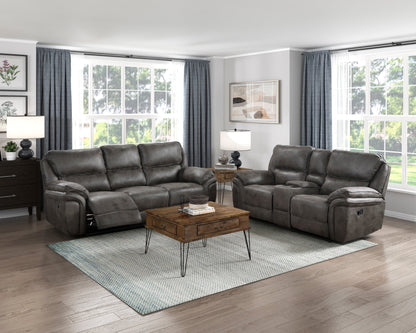 Proctor Gray Microfiber Double Reclining Sofa