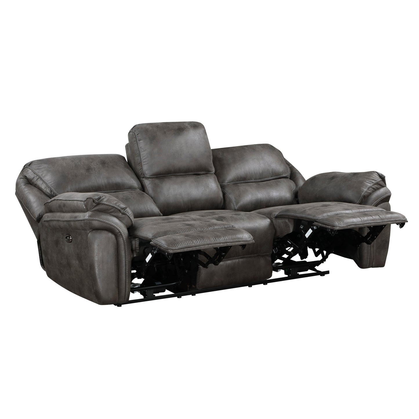 Proctor Gray Microfiber Power Double Reclining Sofa