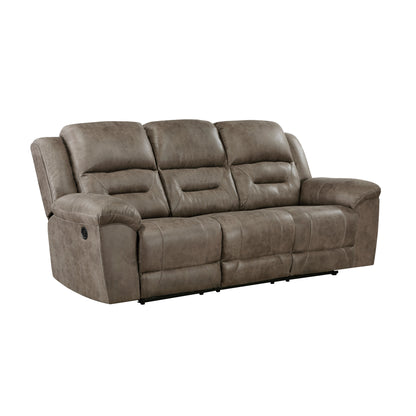 Hazen Brown Microfiber Double Reclining Sofa