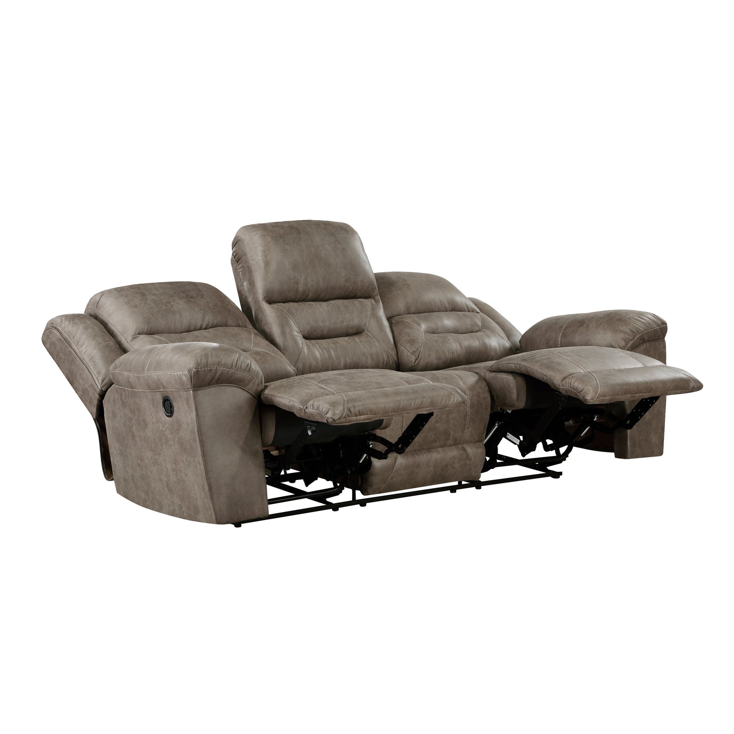 Hazen Brown Microfiber Double Reclining Sofa