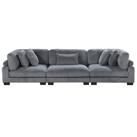 Traverse Gray Corduroy 3-Piece Sofa