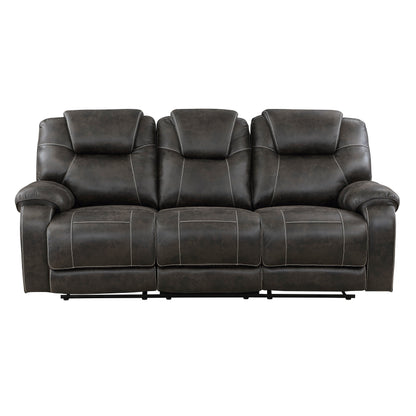 Gainesville Chocolate Microfiber Double Reclining Sofa