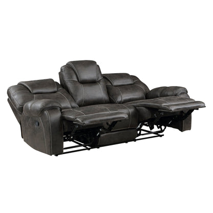 Gainesville Chocolate Microfiber Double Reclining Sofa