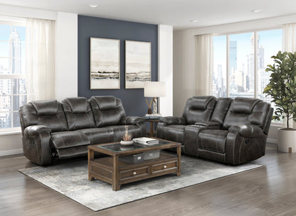 Gainesville Chocolate Microfiber Double Reclining Sofa