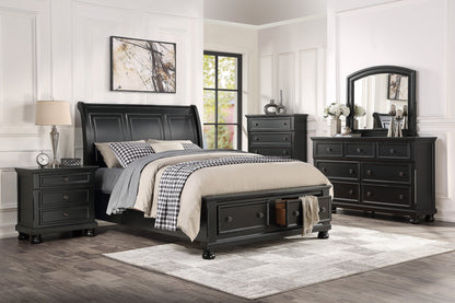 Laurelin Black Queen Sleigh Storage Platform Bed