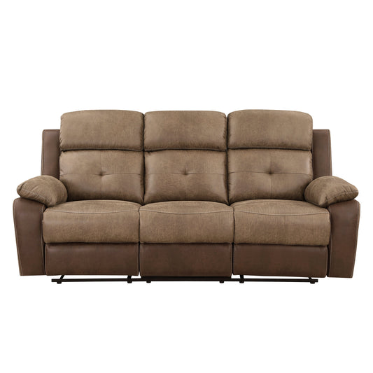 Glendale Brown Microfiber Double Reclining Sofa