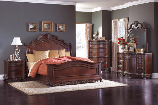 Deryn Park Cherry Sleigh Bedroom Set