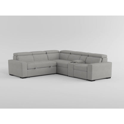 Farrah Light Gray 3-Piece Sectional with Adjustable Headrests, Pull-out Bed and Console