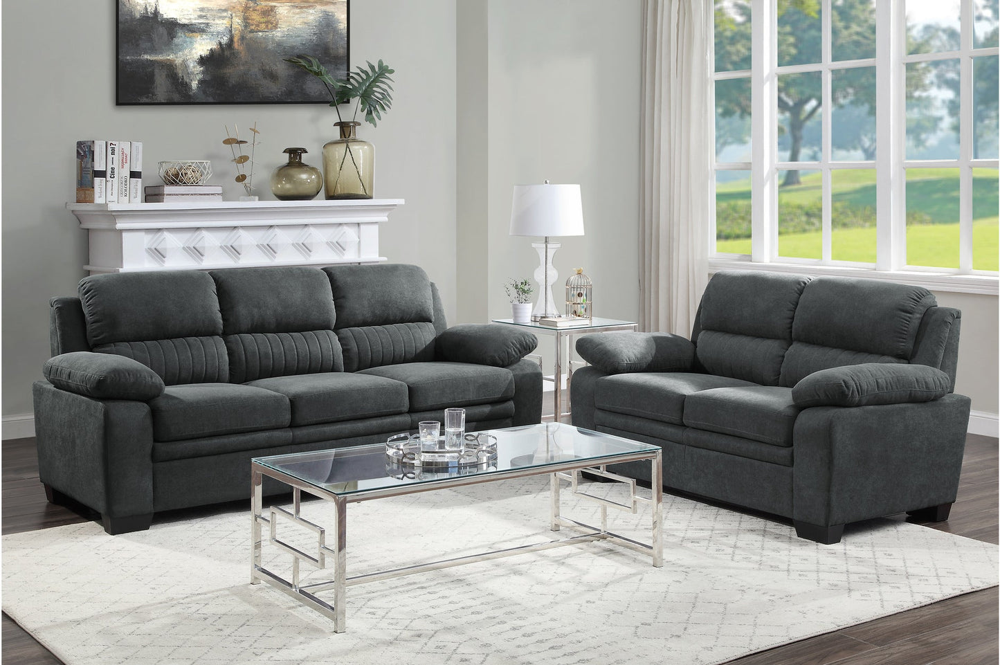 Holleman Dark Gray Living Room Set