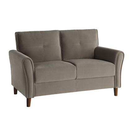 Dunleith Light Brown Velvet Loveseat