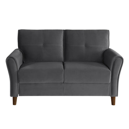 Dunleith Charcoal Gray Velvet Loveseat