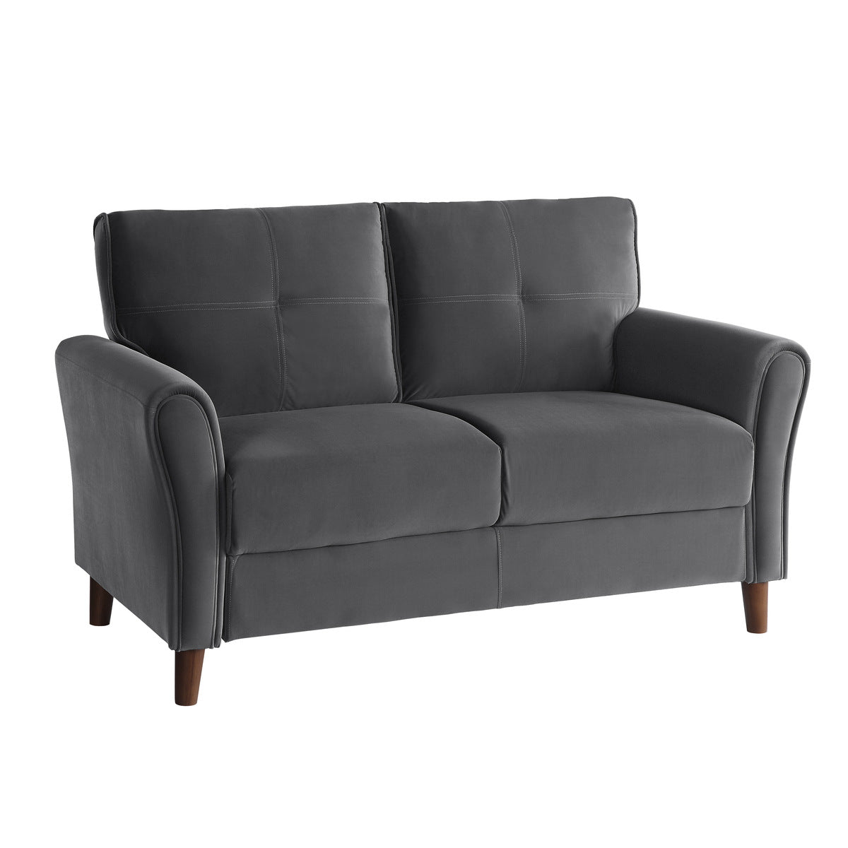 Dunleith Charcoal Gray Velvet Loveseat