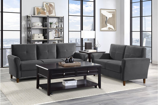 Dunleith Charcoal Gray Velvet Living Room Set