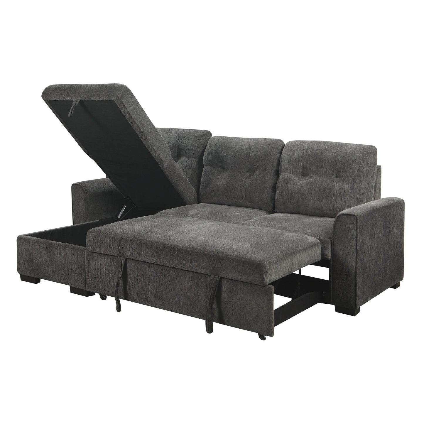 Carolina Dark Gray Reversible Storage Sleeper Sofa Chaise