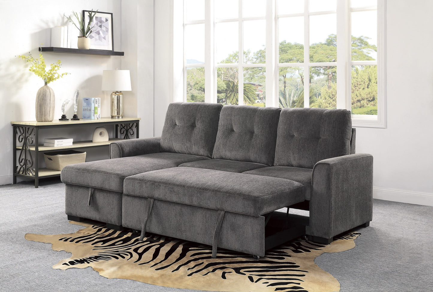 Carolina Dark Gray Reversible Storage Sleeper Sofa Chaise