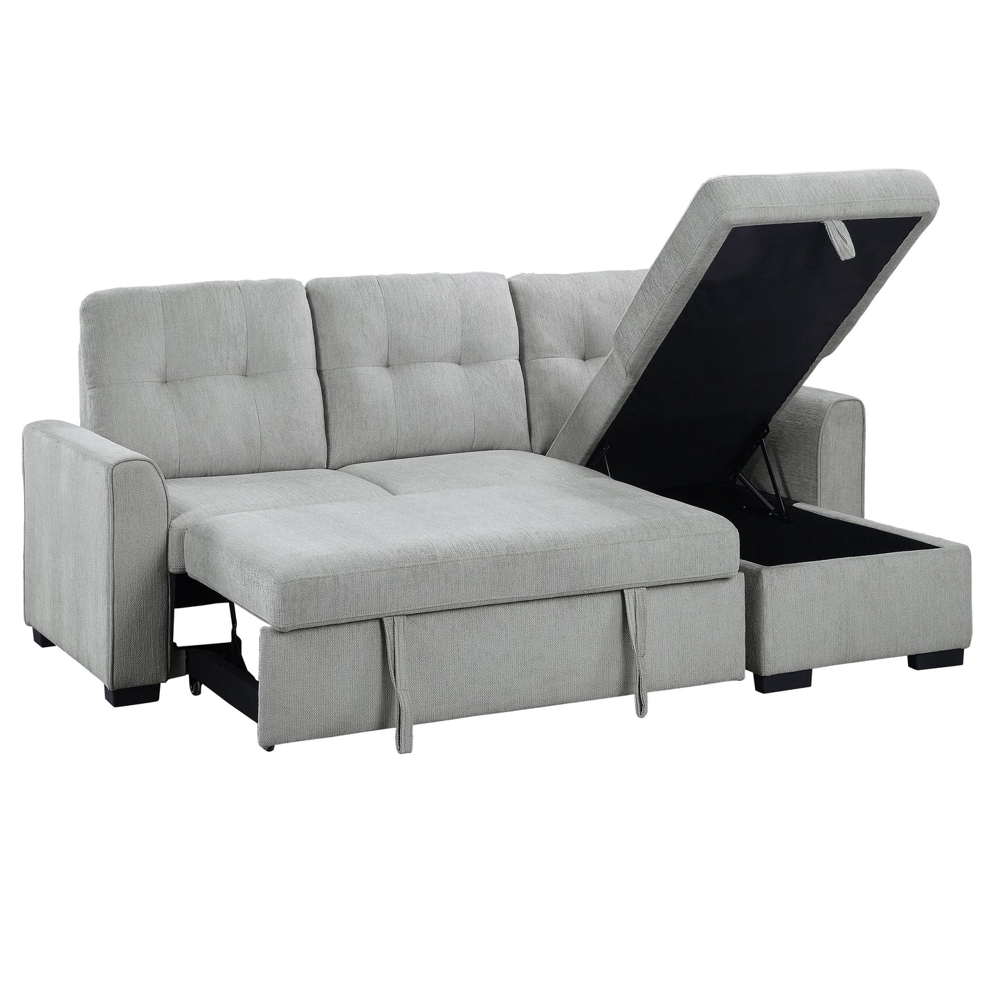 Carolina Gray Reversible Storage Sleeper Sofa Chaise