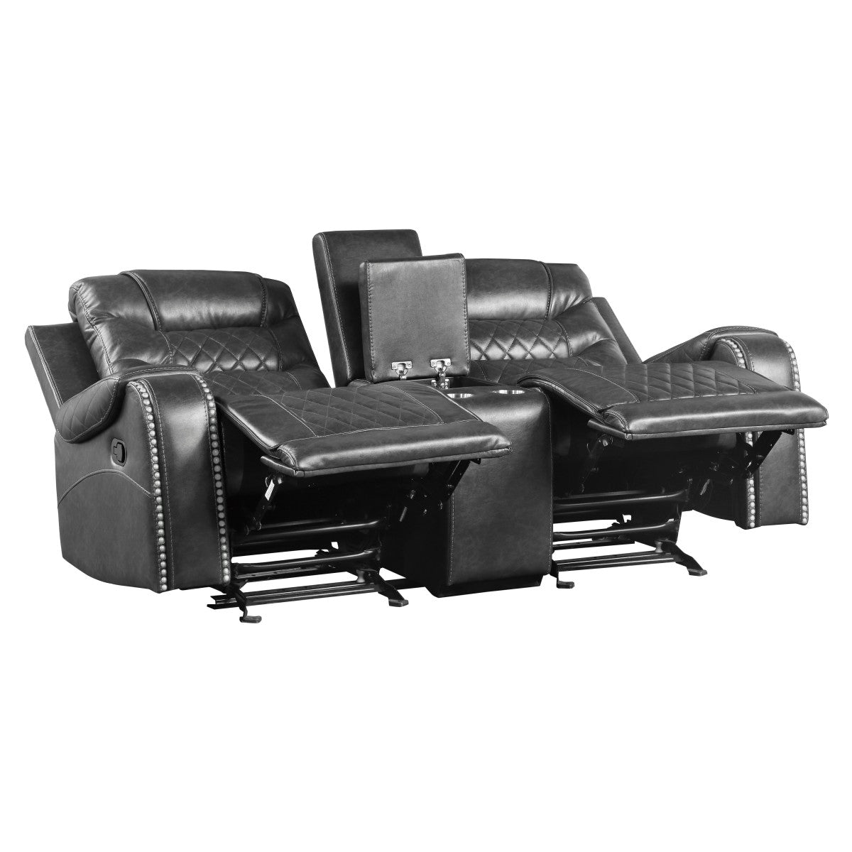 Putnam Gray Reclining Loveseat With Console