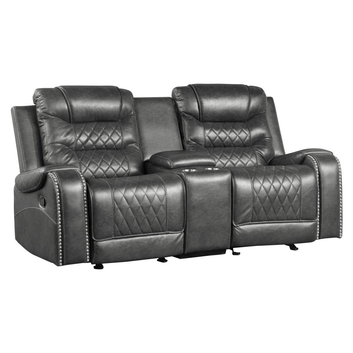 Putnam Gray Reclining Loveseat With Console