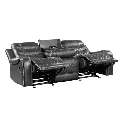 Putnam Gray Reclining Sofa With Drop Down Table