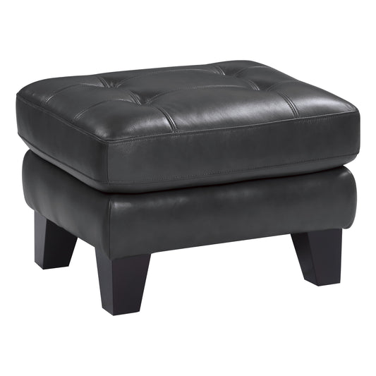 Spivey Dark Gray Leather Ottoman