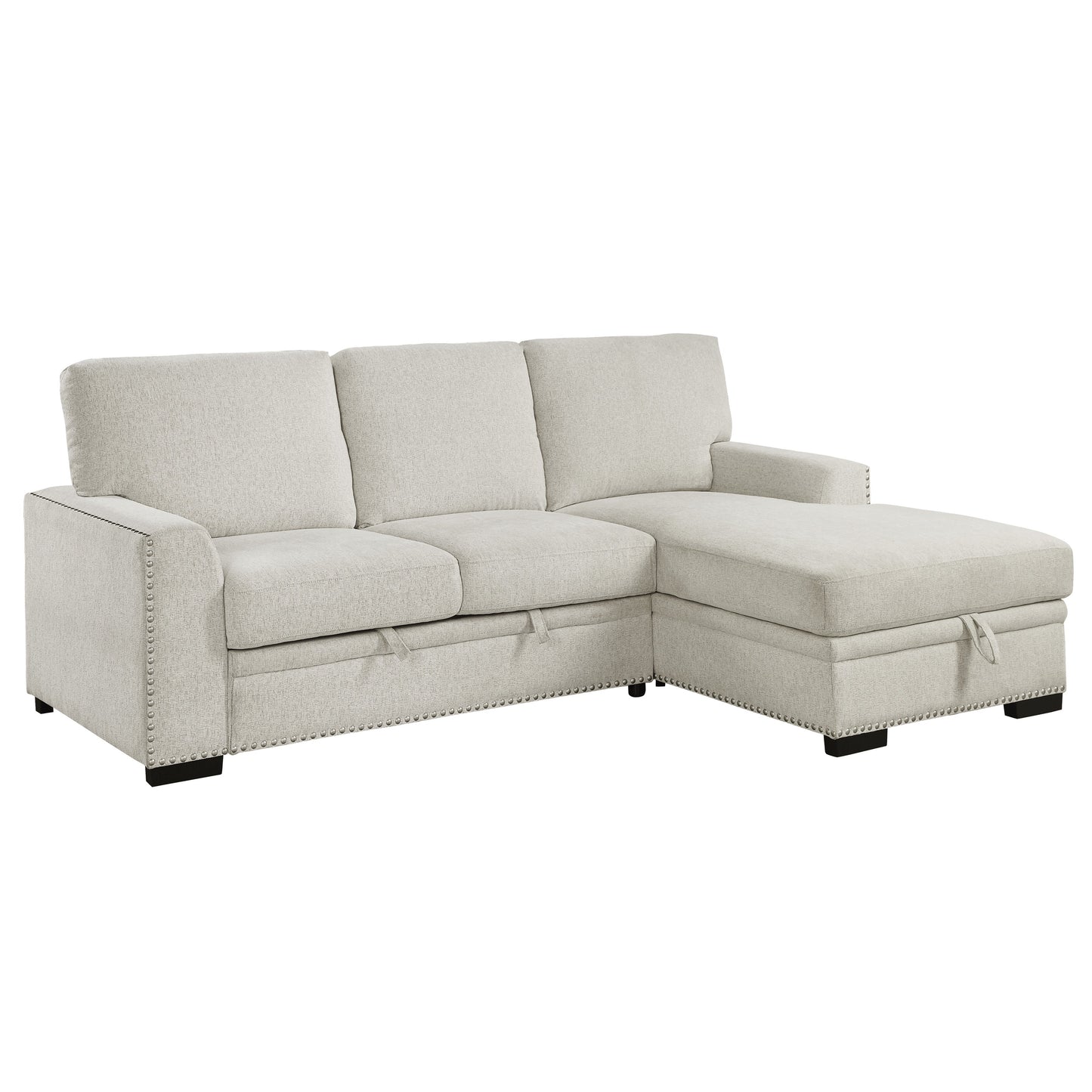 Morelia Beige RAF Storage Sleeper Sofa Chaise