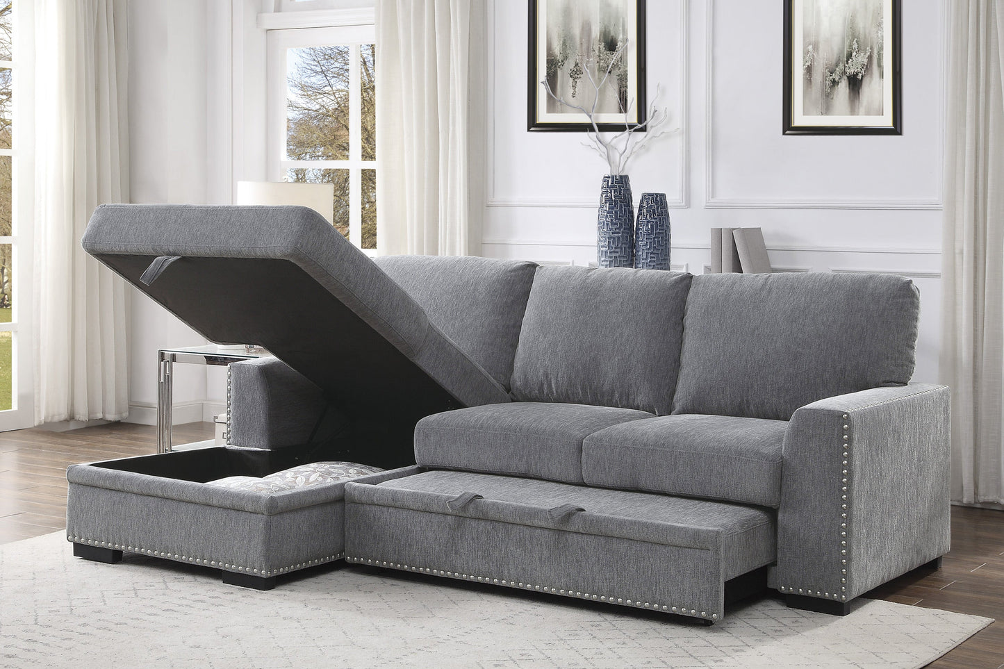 Morelia Gray LAF Storage Sleeper Sofa Chaise