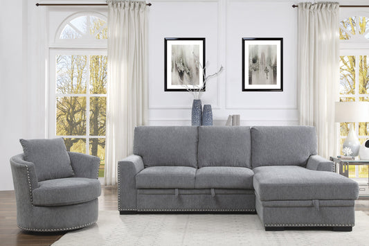 Morelia Gray RAF Storage Sleeper Sofa Chaise