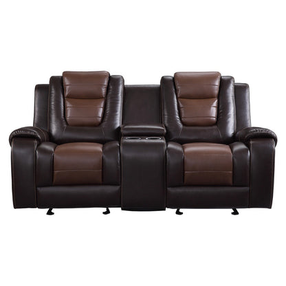 Briscoe Brown Double Glider Reclining Loveseat with Center Console