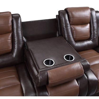 Briscoe Brown Double Glider Reclining Loveseat with Center Console