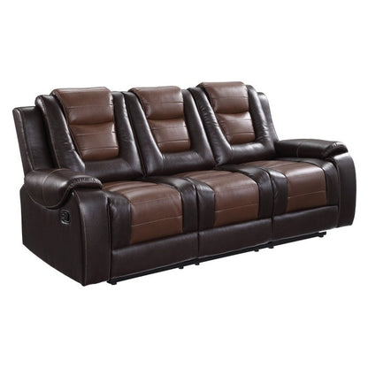 Briscoe Brown Double Reclining Sofa with Drop-Down Cup Holders